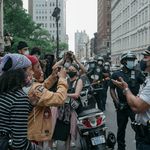 Protesters in Manhattan face off against the police